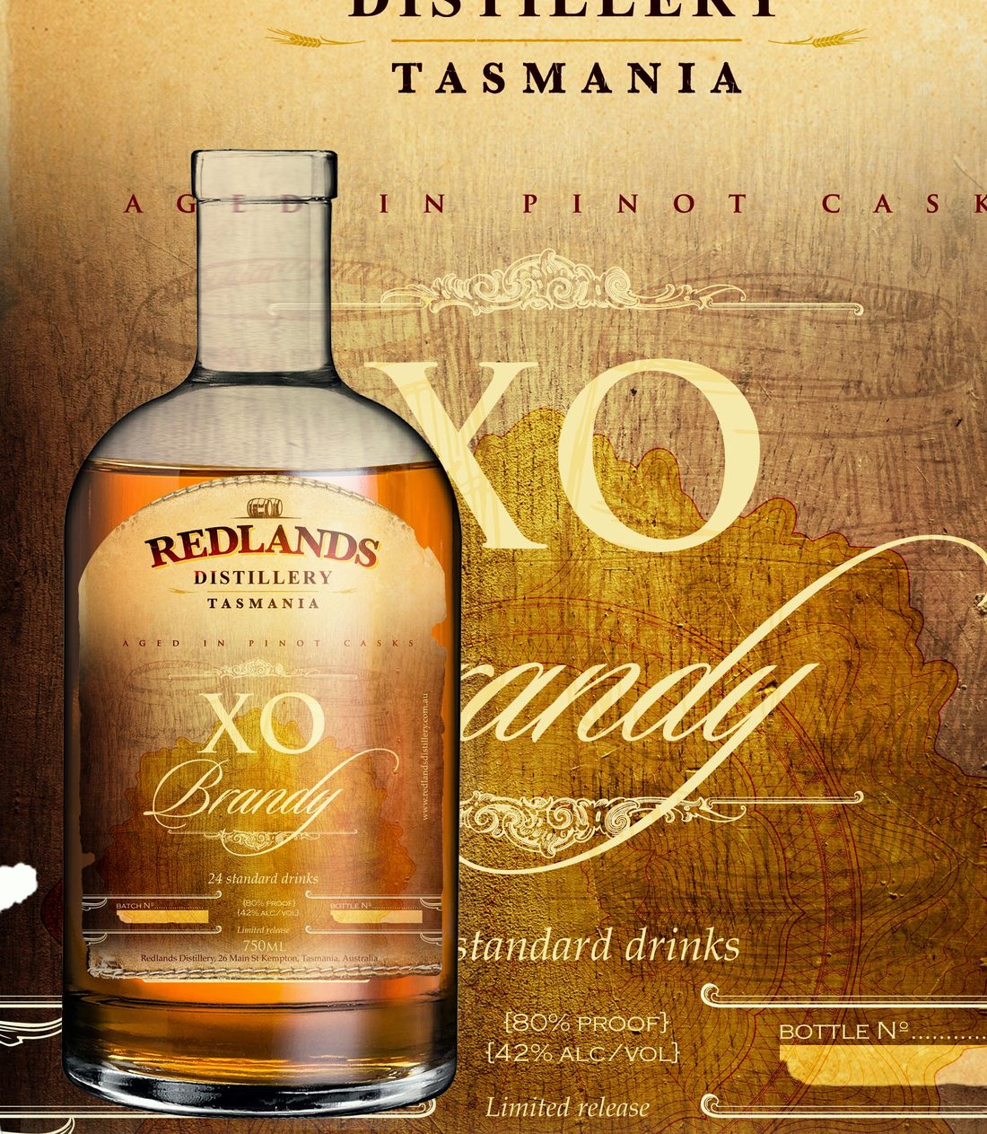 Verpackungsdesign – XO Brandy · Tasmanian Distillery