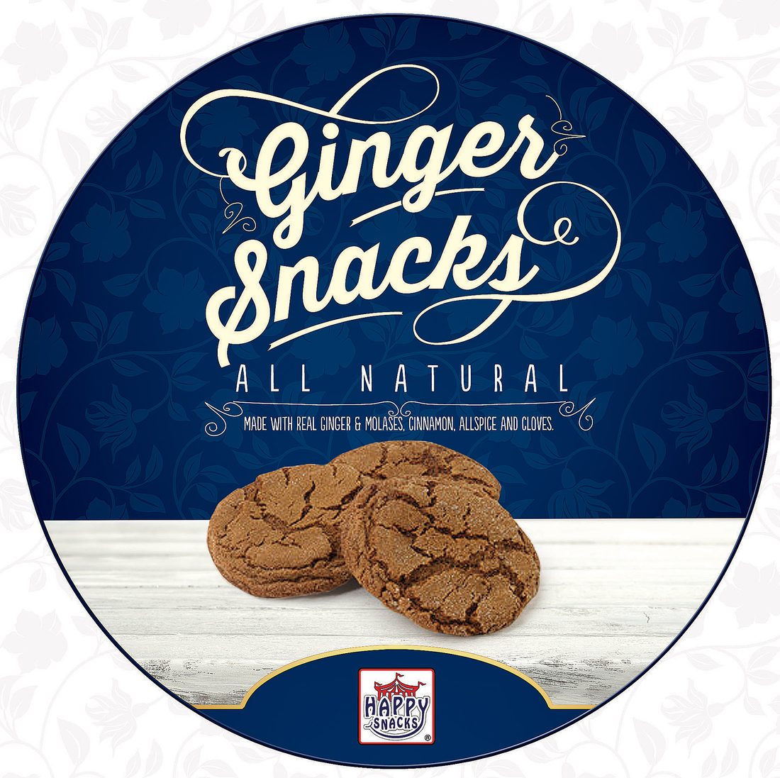 Verpackungsdesign – Ginger Snacks · runde Dose