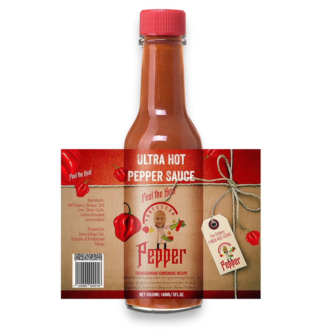 Verpackungsdesign – Ultra Hot Pepper Sauce · Flaschenetikett