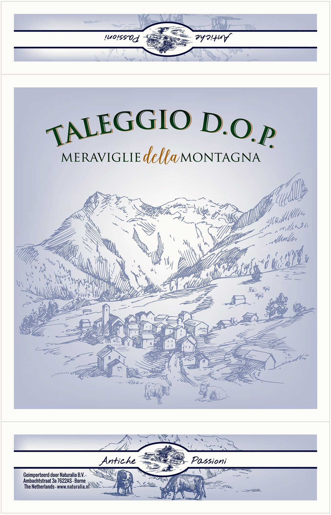 Verpackungsdesign – Taleggio D.O.P. · Käsepapier mit Bergmotiv