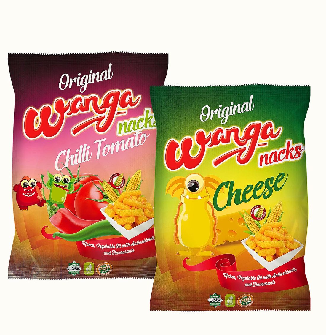 Verpackungsdesign – Wanga Snacks · verspielte Range