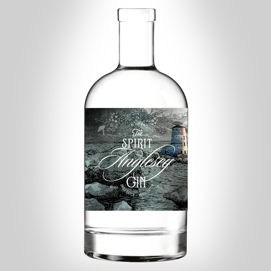 Verpackungsdesign – Spirit of Anglesey Gin · Kupferstich-Label