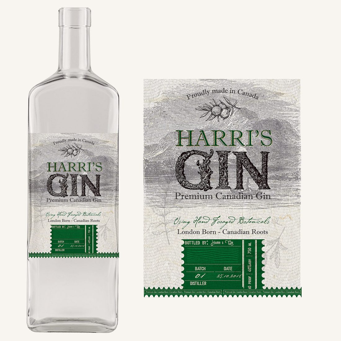 Verpackungsdesign – Harris Gin · puristische Eleganz