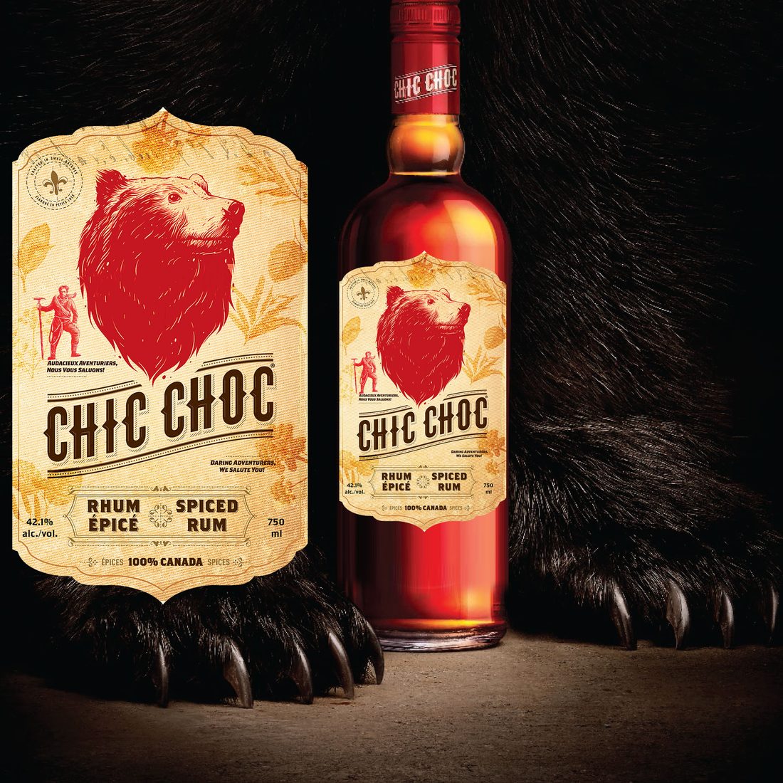 Verpackungsdesign – Chic Choc Spiced Rum · Studio-Inszenierung