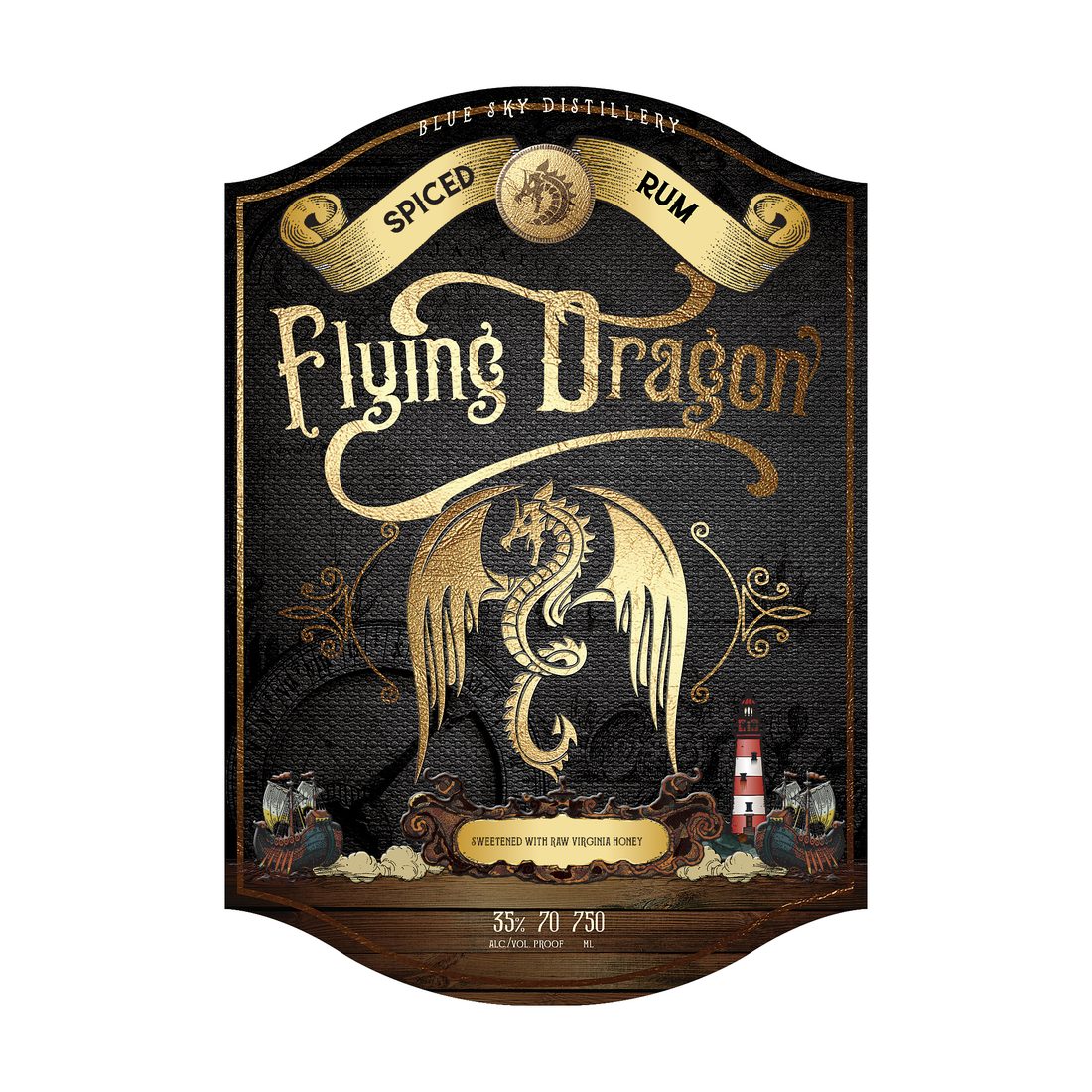 Verpackungsdesign – Flying Dragon Spiced Rum · Gold-Veredelung