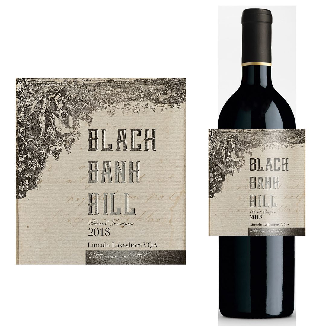 Verpackungsdesign – Black Barn Hill · minimalistisches Weinetikett