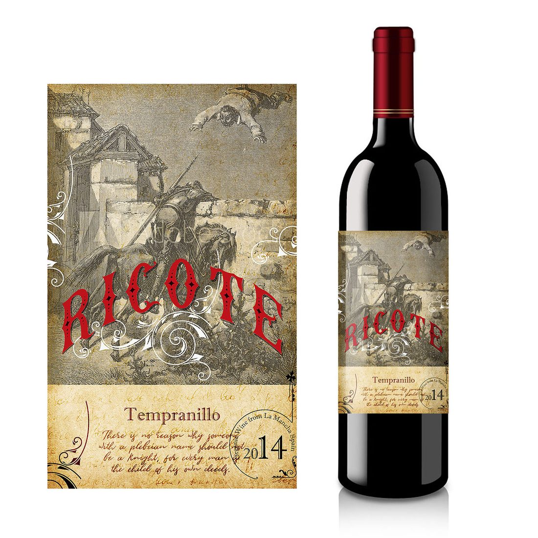 Verpackungsdesign – Ricote · klassische Weintypografie