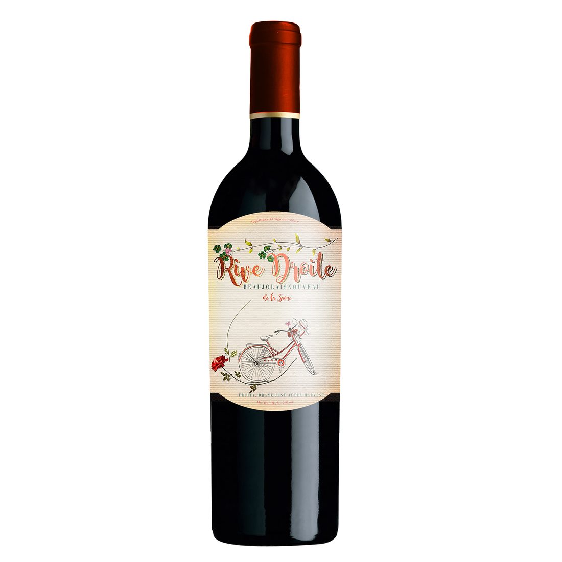 Verpackungsdesign – Rive Droite Beaujolais · illustriertes Weinetikett